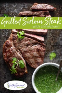 Sirloin overhead on black sheet pan