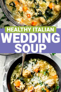 WEDDING SOUP PHOTOS WITH TEXT OVERLAY IN THE CENTER OF THE COLLAGE