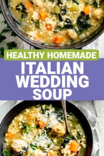 WEDDING SOUP PHOTOS WITH TEXT OVERLAY IN THE CENTER OF THE COLLAGE