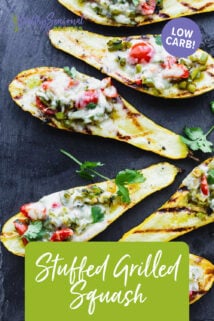 overhead of grilled squash boats