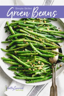 green beans on a plate overhead