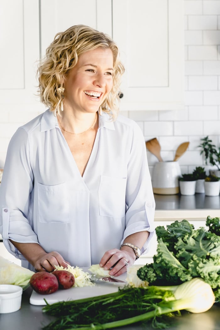 Katie Webster making soupe au pistou freezer kit