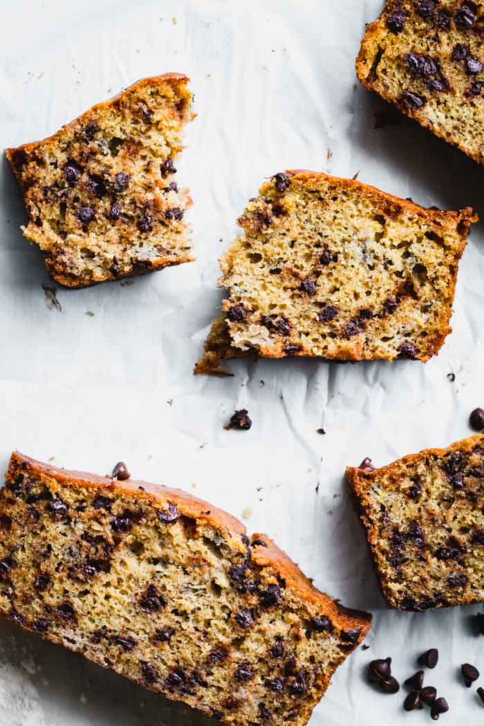 slices of chocolate chip banana bread