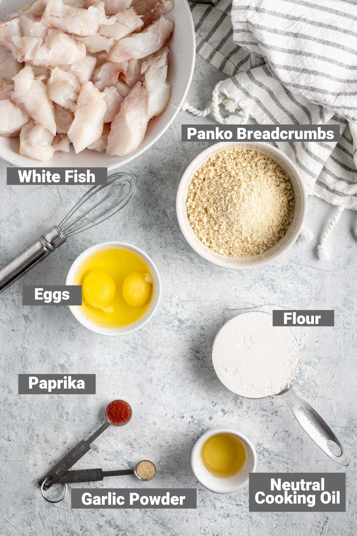 ingredients to make homemade fish sticks with text overlay