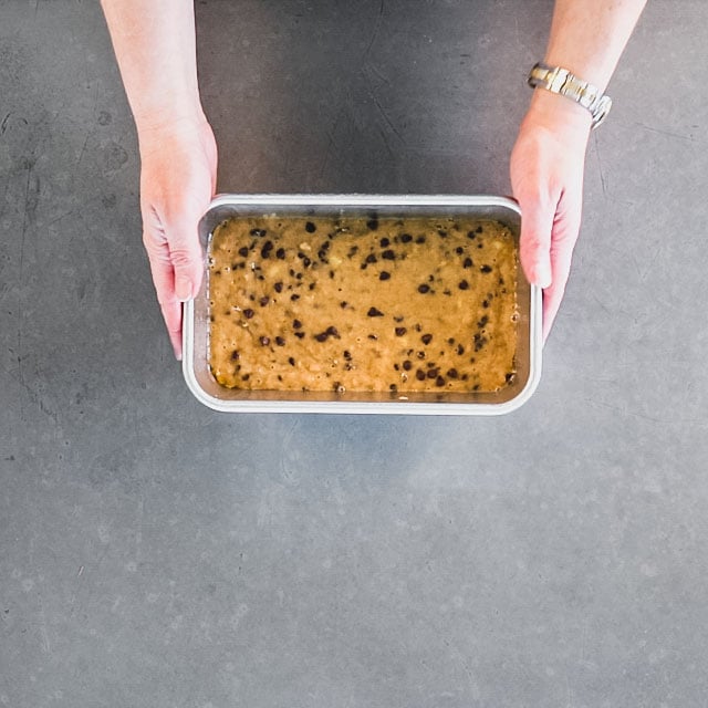 Transfer to a loaf pan coated with cooking spray.
