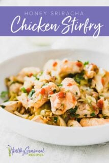 Chicken Stir-fry close-up with text overlay