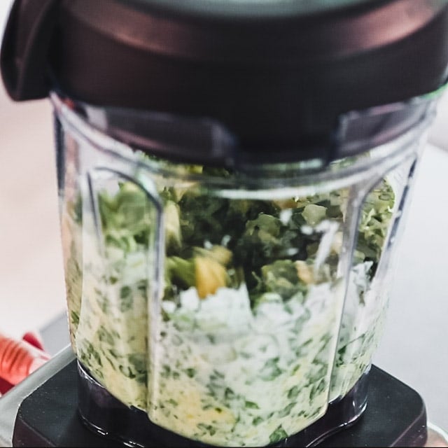 Ingredients being blended in the blender