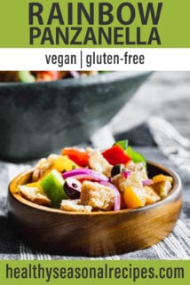 vegetable panzanella salad text overlay