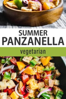 vegetable panzanella salad text overlay