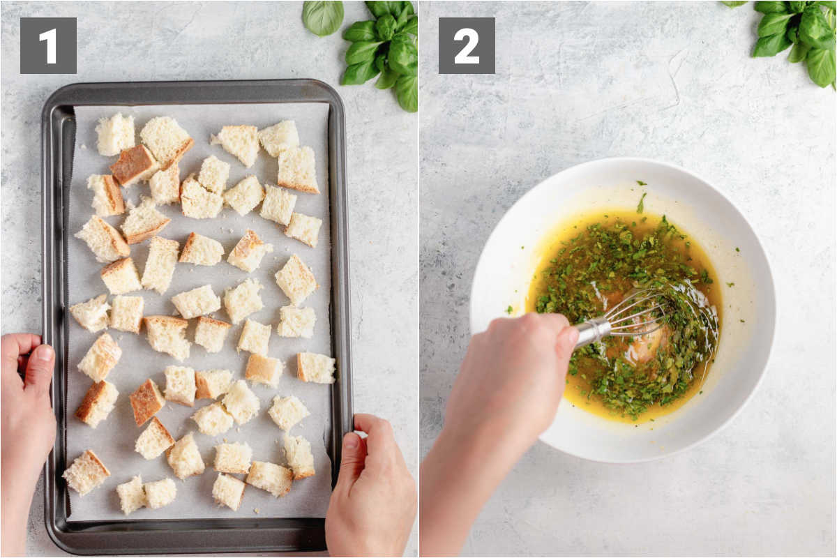 toast bread and make dressing