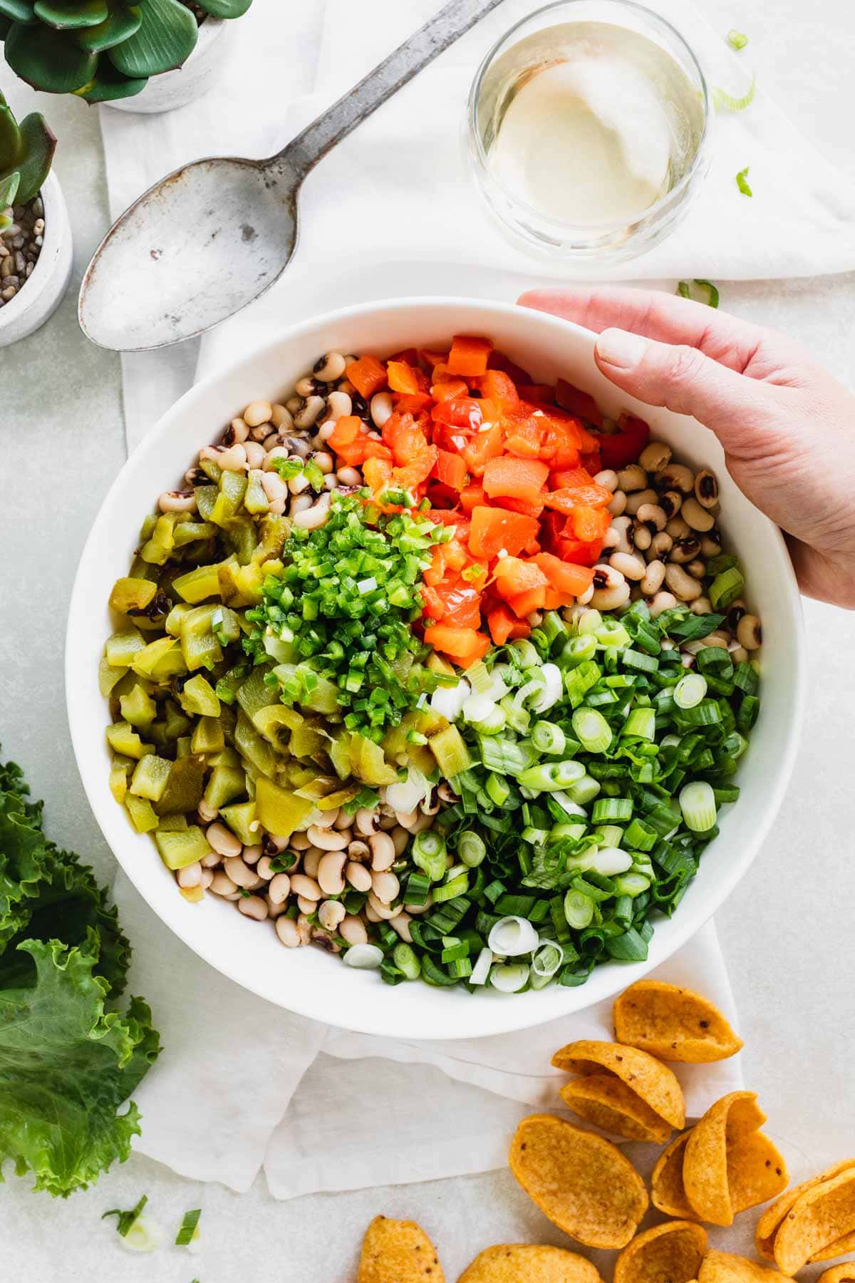the salad before it is stirred together