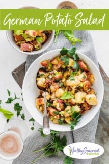 German potato salad in a serving bowl
