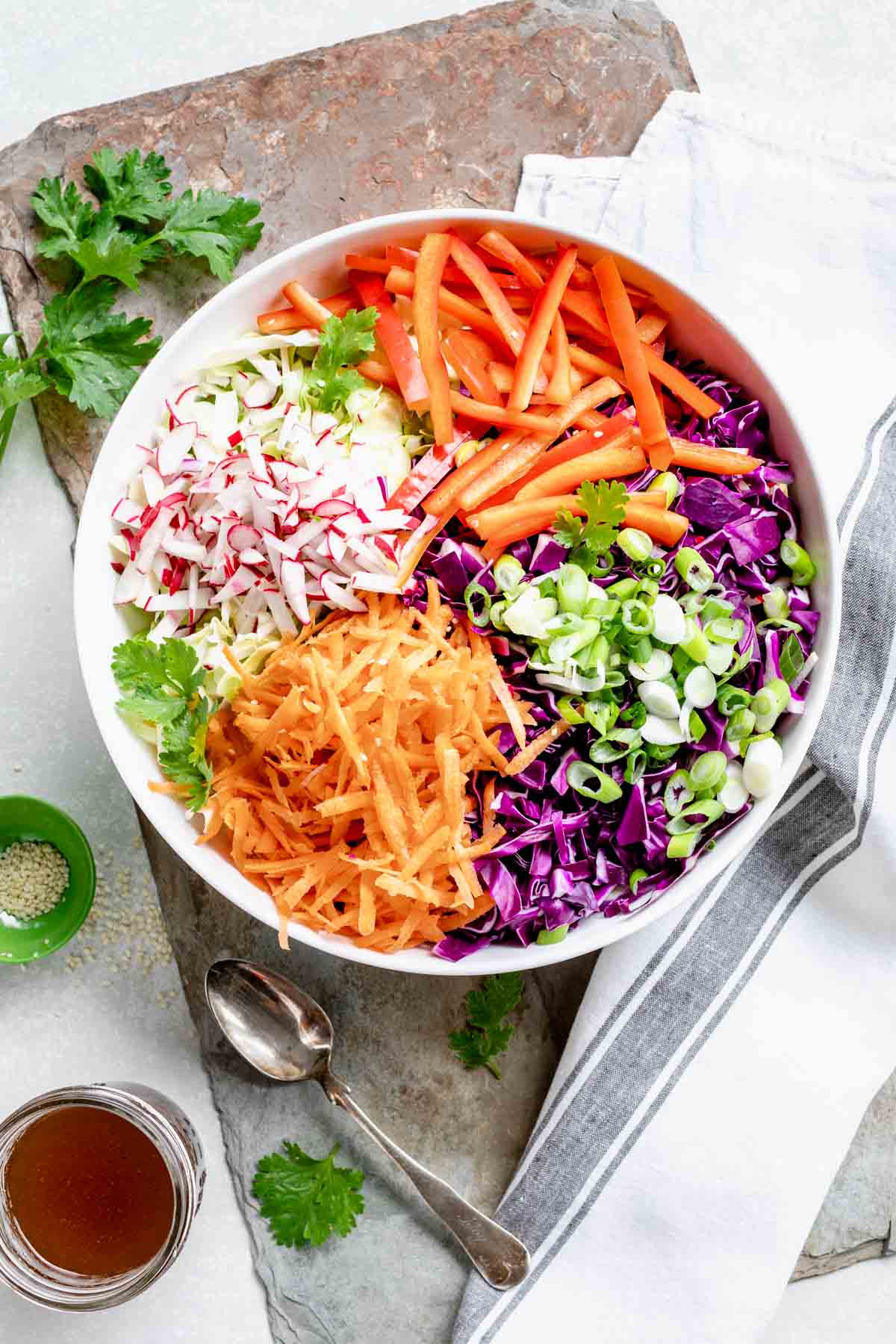 the coleslaw before being tossed