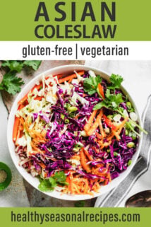 overhead asian coleslaw white bowl