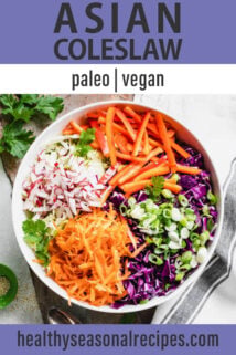 overhead asian coleslaw white bowl