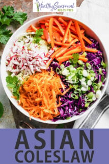 overhead asian coleslaw white bowl