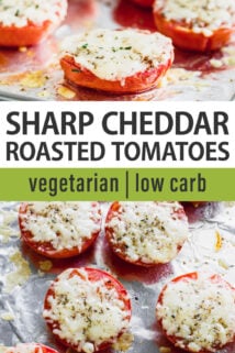 cheddar cheese roasted tomatoes text overlay