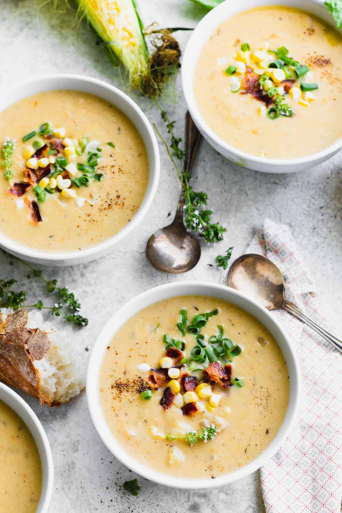 three bowls of chowder