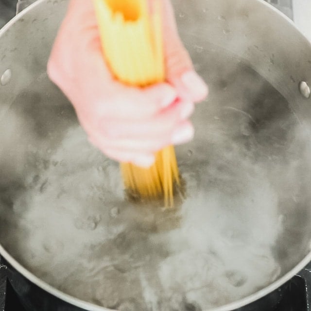 Boil linguine according to package instructions