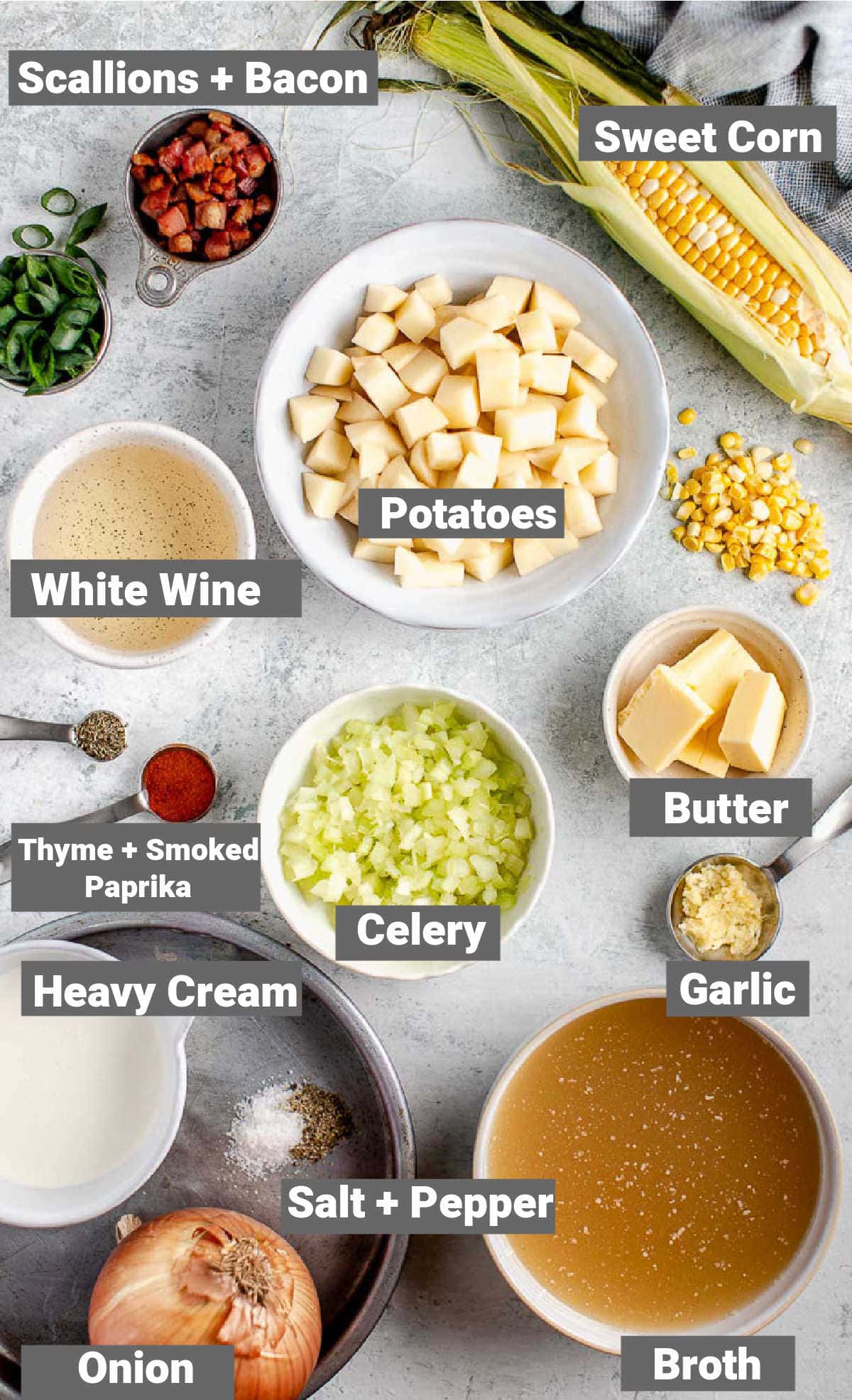 ingredients for corn chowder