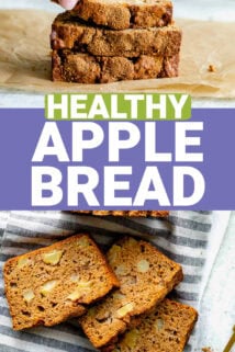 the apple bread sliced with text overlay