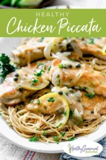 chicken piccata over angel hair spaghetti