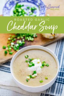cheddar potato soup in a white bowl