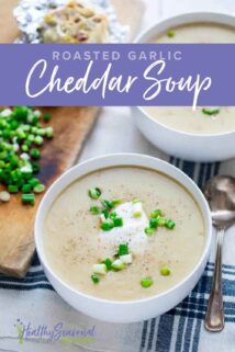 cheddar potato soup in a white bowl