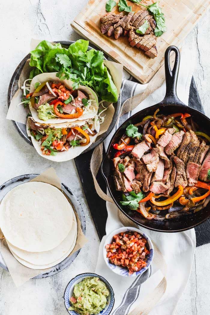 Steak Fajitas in a skillet