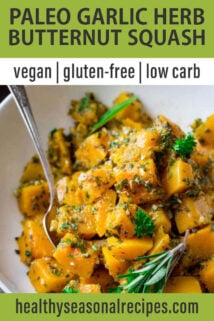 bowl of garlic herb butternut squash