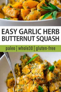 bowl of garlic herb butternut squash