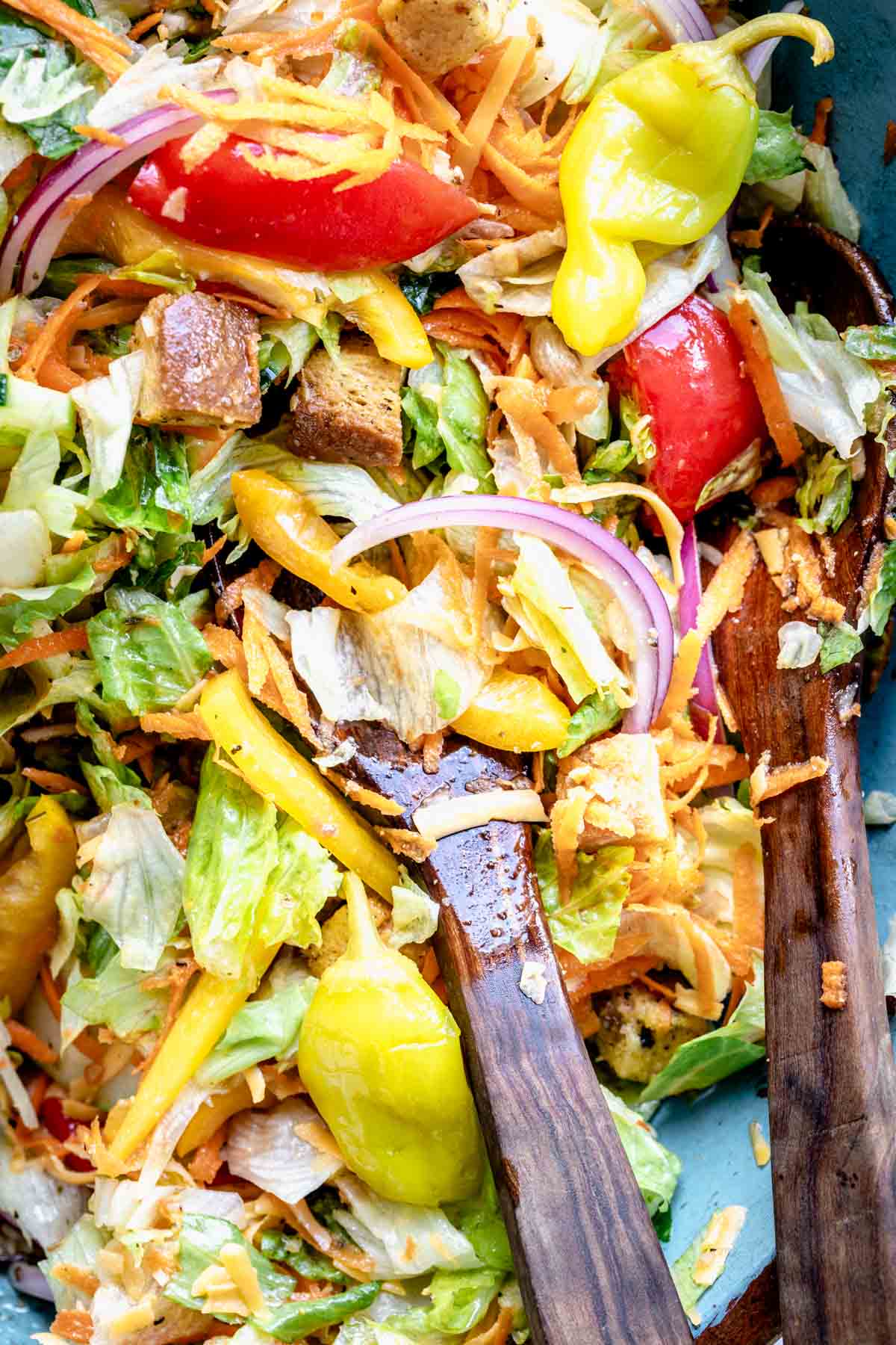 garden salad tossed close up