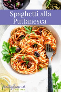 pasta in a bowl with text