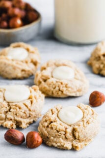 closeup three quarter view of cookies on marble