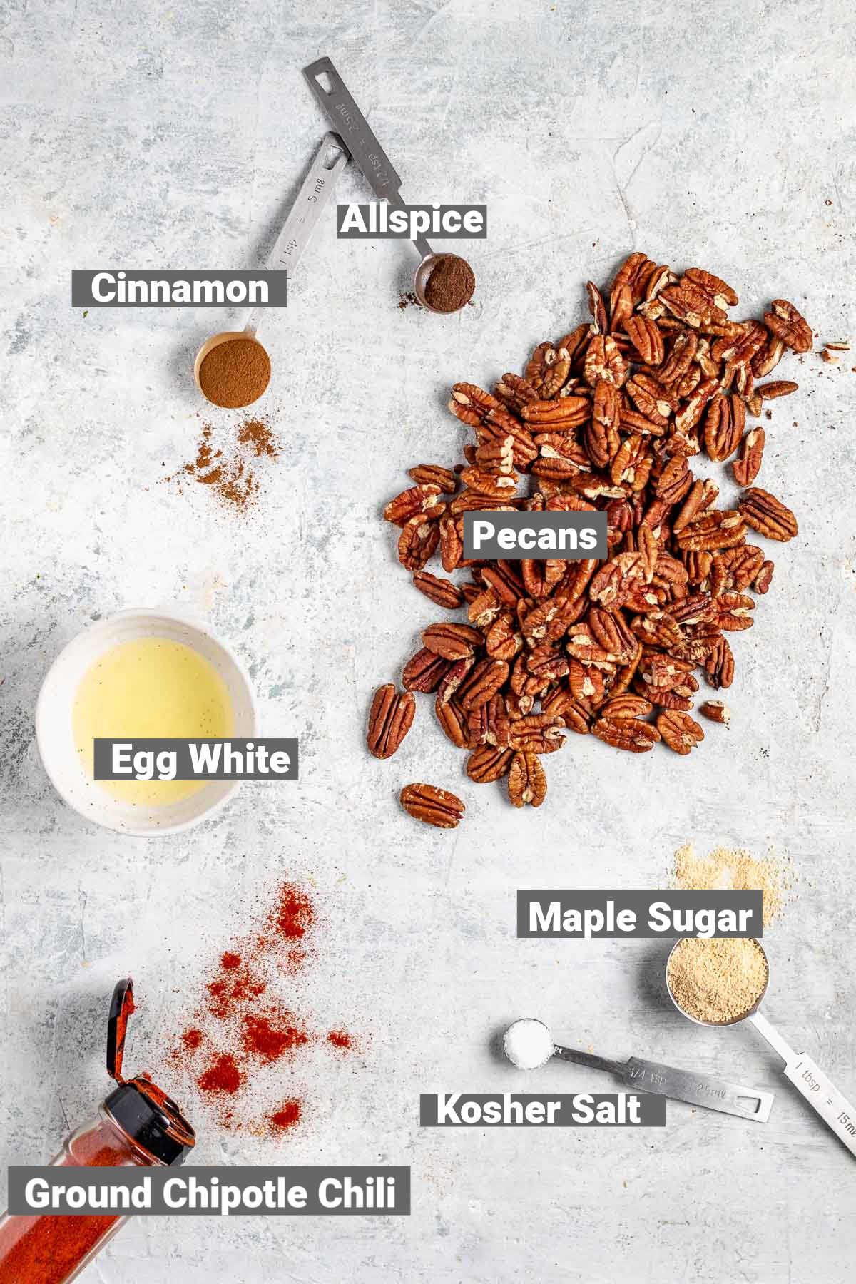 Spiced nuts ingredient photo with labels