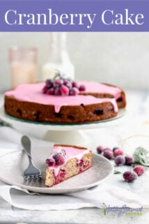 cranberry cake with text overlay