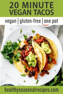 overhead plate of veggie tacos