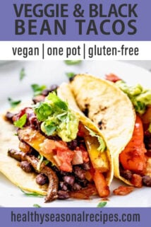 side angle of veggie tacos