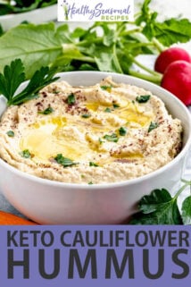 up close bowl cauliflower hummus