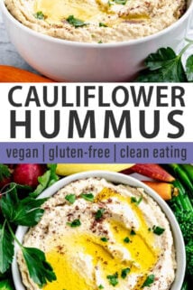 Cauliflower Hummus collage