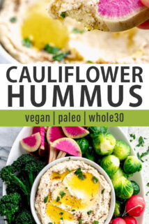 Cauliflower Hummus collage