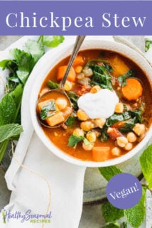 bowls of stew from overhead with text overlay