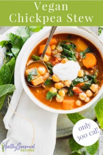 bowls of stew from overhead with text overlay