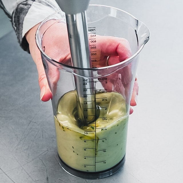 Puree the dressing with an immersion blender