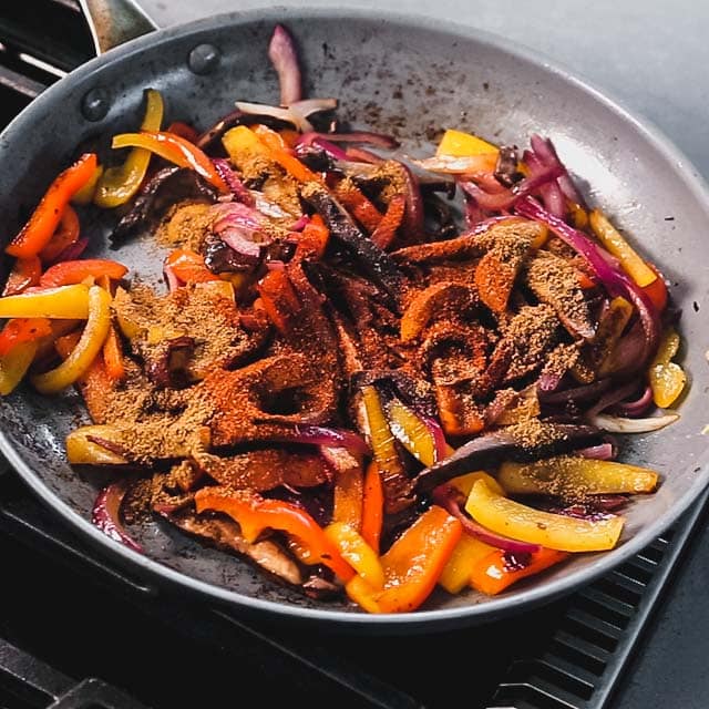 the spices added to the skillet
