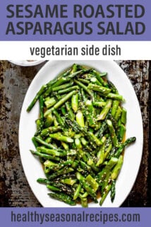white platter of chopped asparagus