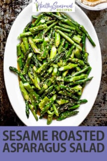 white platter of chopped asparagus