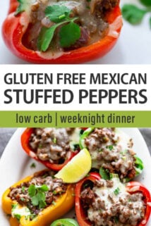 stuffed pepper text overlay collage