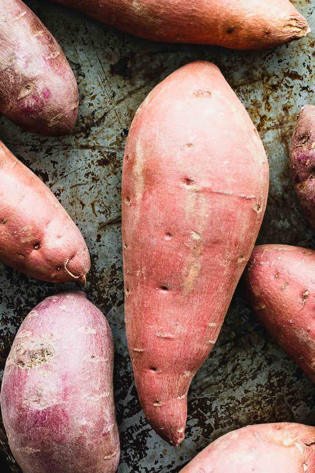 large sweet potato with red skin