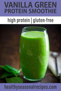 side angle green smoothie glass